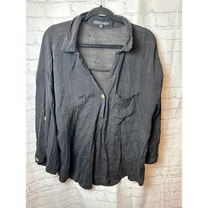 New Look Black Button-Down Shirt Lightweight Long Sleeve 3X